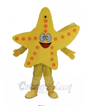 Smiling Yellow Starfish Mascot Costume