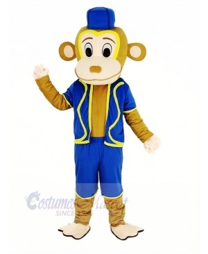 Clown Monkey in Blue Vest Mascot Costume Animal