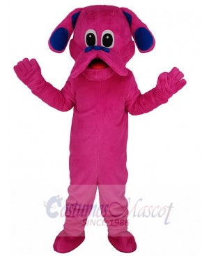 Cute Magenta Dog Mascot Costume Cartoon