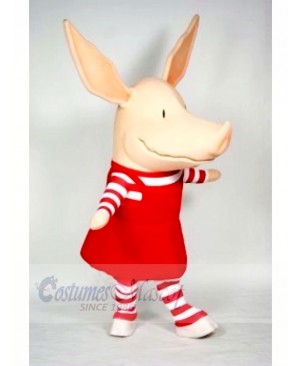 Pig in Red Dress Mascot Costumes Cartoon