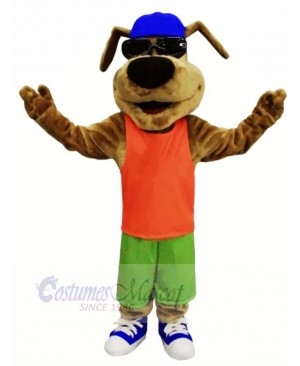 Happy Dog with Glasses Mascot Costumes Cartoon	