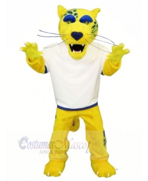 Yellow Jaguar with White T-shirt Mascot Costumes	