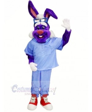 Doctor Rabbit with Blue Shirt Mascot Costumes Animal
