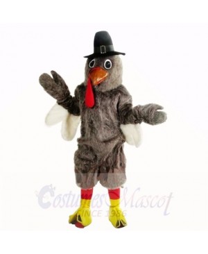 Grey Turkey with Black Hat Mascot Costumes Adult