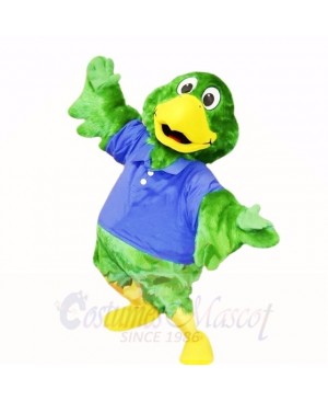Green Parrot with Blue Shirt Mascot Costumes School