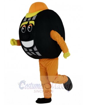 Orange Auto Tyre Cab Tire Mascot Costume Cartoon