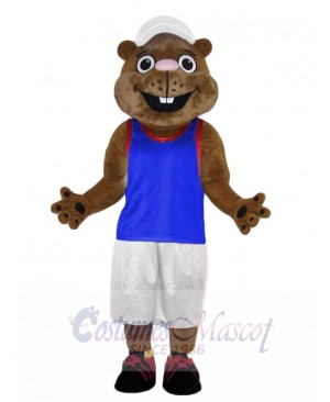 Gopher in Blue Jersey Mascot Costume Animal