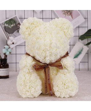 Beige Rose Teddy Bear Flower Bear Best Gift for Mother's Day, Valentine's Day, Anniversary, Weddings and Birthday