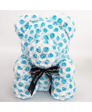 Newstyle Blue Rose Teddy Bear Flower Bear Best Gift for Mother's Day, Valentine's Day, Anniversary, Weddings and Birthday