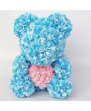 Newstyle Blue Rose Teddy Bear Flower Bear with Pink Heart Beat Gift for Mother's Day, Valentine's Day, Anniversary, Weddings and Birthday