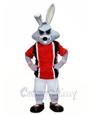 Sporty Gray Rabbit Mascot Costume 