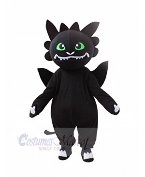 Black Dragon with Green Eyes Mascot Costumes Cartoon