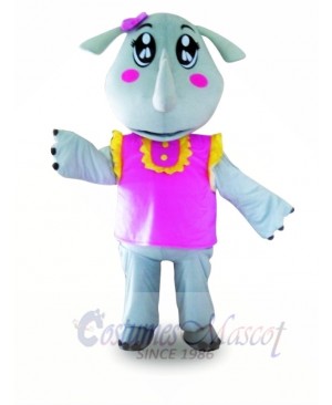 Pink Vest Rhinoceros Mascot Costumes