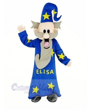 Wizard Magician with Blue Coat Mascot Costume People