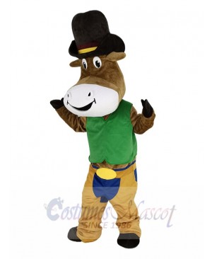 Cowboy Ox Cattle in Green Shirt Mascot Costume Animal