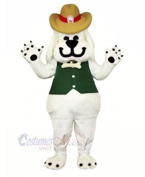 Smiling White Dog Mascot Costumes Cartoon