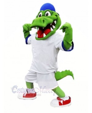 Sport Alligator with White Suit Mascot Costumes Cartoon