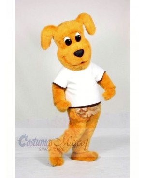 Yellow Dog with White T-shirt Mascot Costumes Animal