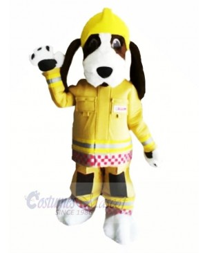 Fire Brigade Dog with Yellow Hat Mascot Costumes