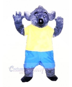 Furry Koala with Yellow T-shirt Mascot Costumes Adult