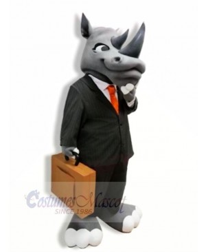 Gentleman Grey Rhino Mascot Costumes Adult