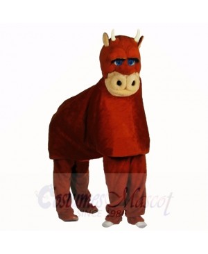 Brown Two Person Bull Mascot Costumes Adult
