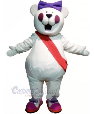Funny Bear with Purple Bowknot Mascot Costumes