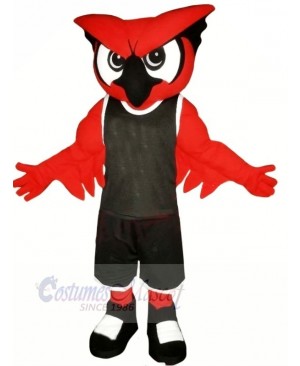 Red Owl with Black Suit Mascot Costumes