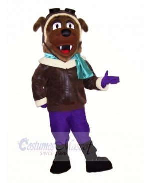 Pilot Brown Dog Mascot Costumes Cartoon