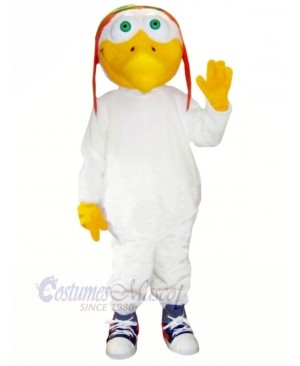 Pilots Seagull with White Suit Mascot Costumes Cartoon