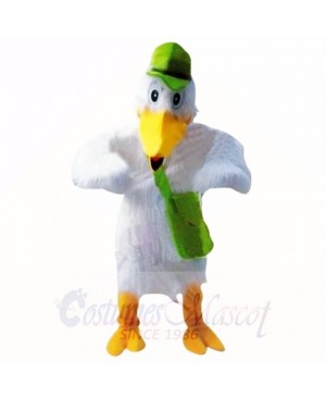 Stork with Green Hat Mascot Costumes Cartoon