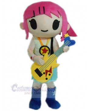 Cool Guitar Girl Mascot Costume People