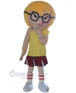 Yellow Hair Girl Mascot Costume People