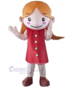 Girl in Red Dress Mascot Costume People