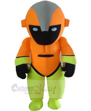 Green and Orange Robot Mascot Costume People