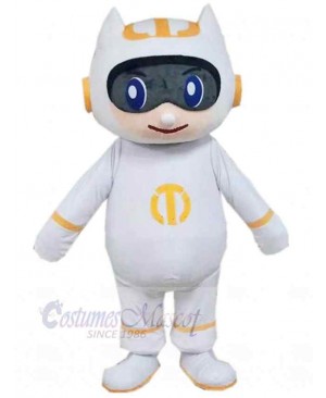 Cute White Robot Mascot Costume People