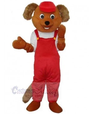 Red Overalls Bear Mascot Costume For Adults Mascot Heads