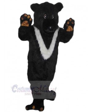 White Fur Black Bear Mascot Costume For Adults Mascot Heads