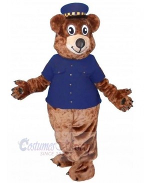 Bear in Blue Uniform Mascot Costume For Adults Mascot Heads
