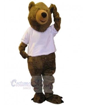 Bear in White Clothes Mascot Costume For Adults Mascot Heads