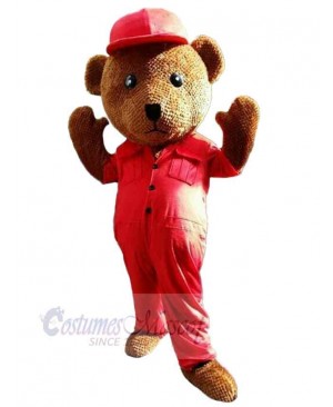 Bear with Red Cap Mascot Costume For Adults Mascot Heads