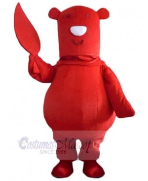 Cartoon Red Bear Mascot Costume For Adults Mascot Heads