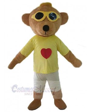 Teddy Bear with Sunglasses Mascot Costume For Adults Mascot Heads