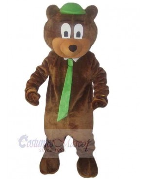 Bear with Green Tie Mascot Costume For Adults Mascot Heads