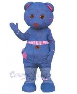 Denim Blue Bear Mascot Costume For Adults Mascot Heads