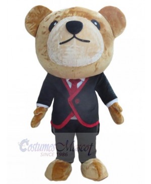 Brown Bear with Suit Mascot Costume For Adults Mascot Heads