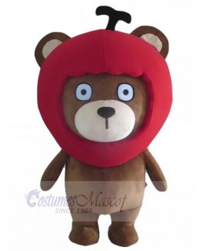 Bear with Red Apple Headgear Mascot Costume For Adults Mascot Heads