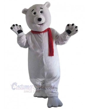 Bear with Red Scarf Mascot Costume For Adults Mascot Heads