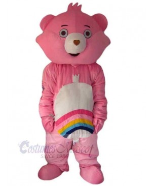 Pink Rainbow Bear Mascot Costume For Adults Mascot Heads