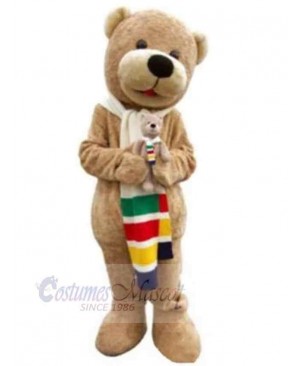 Brown Bear with Scarf Mascot Costume For Adults Mascot Heads